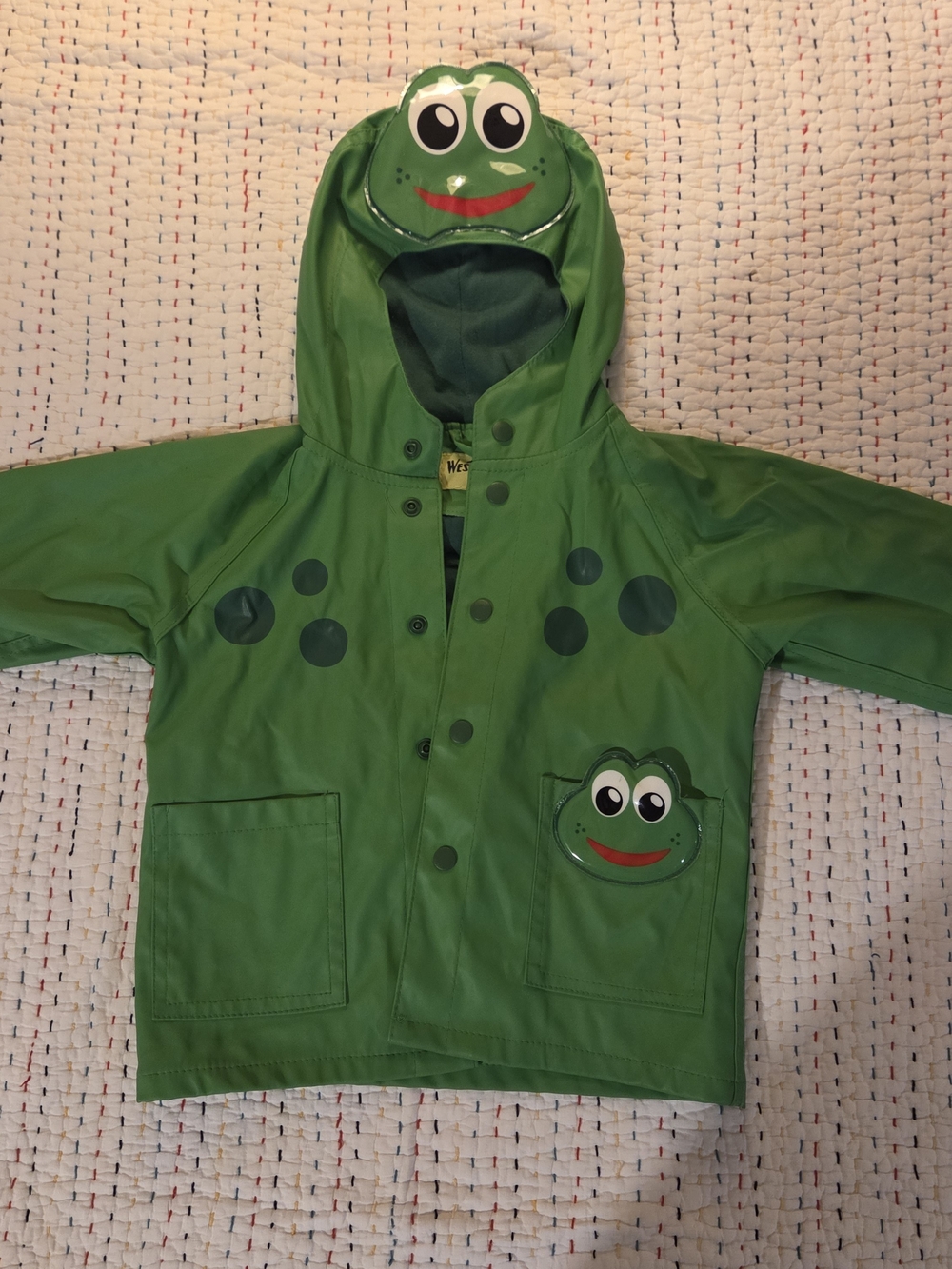 Western Chief Green Frog Hooded Rain Jacket 2T